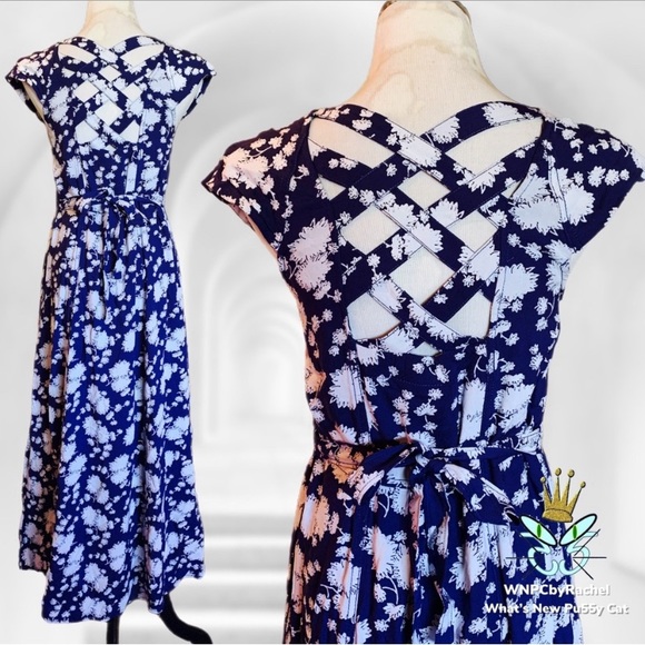 1190s style Maeve Anthropologie Floral lattice back maxi dress. - Picture 5 of 8